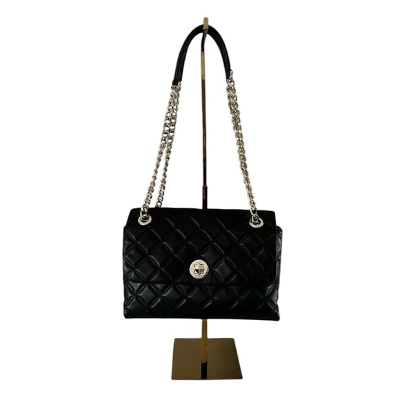 Kate Spade Natalia Quilted Leather Medium Flap Shoulder Crossbody Bag Black - Picture 1 of 17